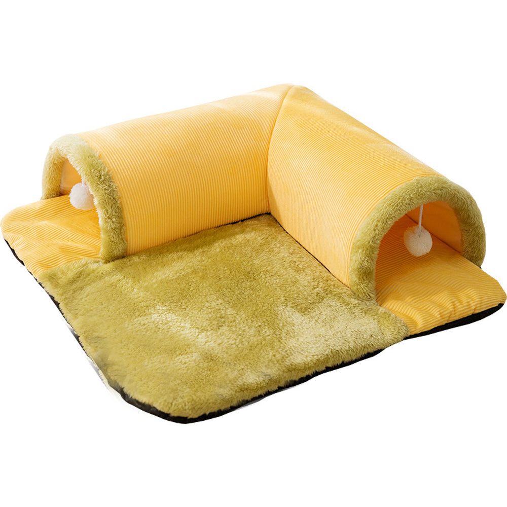 Pet Cat Cave Tunnel Play Tunnel Bed Hanging Toy Balls