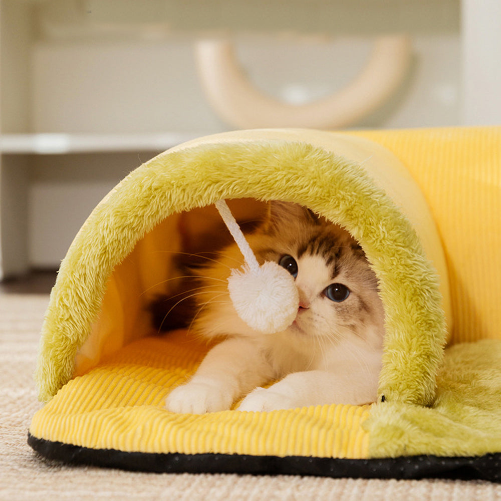 Pet Cat Cave Tunnel Play Tunnel Bed Hanging Toy Balls