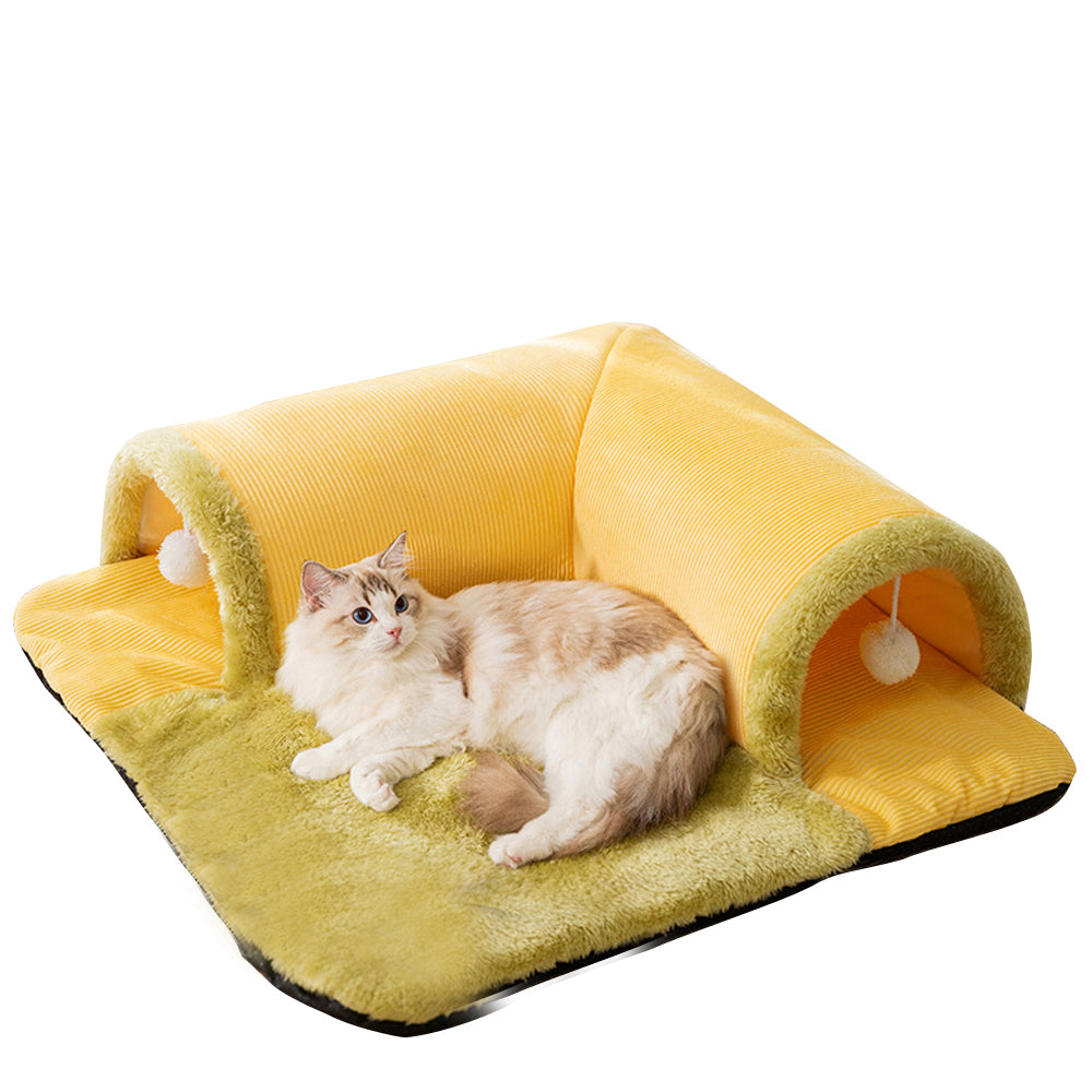 Pet Cat Cave Tunnel Play Tunnel Bed Hanging Toy Balls