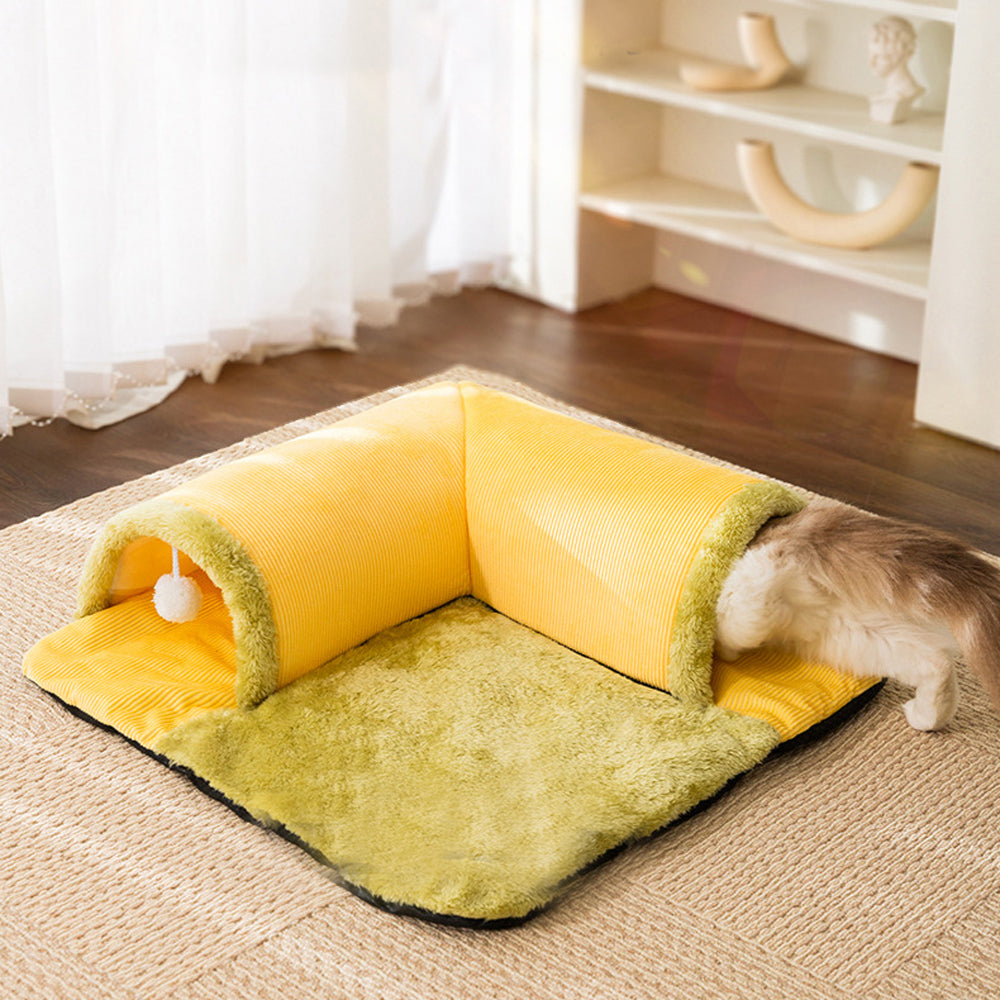 Pet Cat Cave Tunnel Play Tunnel Bed Hanging Toy Balls