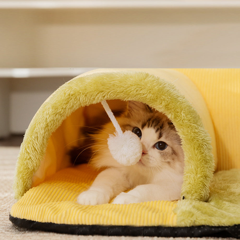 Pet Cat Cave Tunnel Play Tunnel Bed Hanging Toy Balls