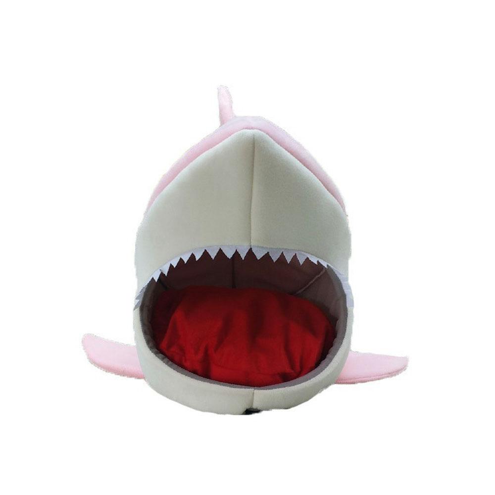 Bed Cave For Pet Dogs Cats Shark Shape With Removable Cushion Waterproof Bottom