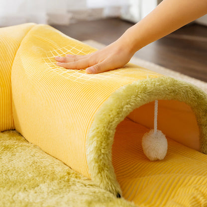 Pet Cat Cave Tunnel Play Tunnel Bed Hanging Toy Balls