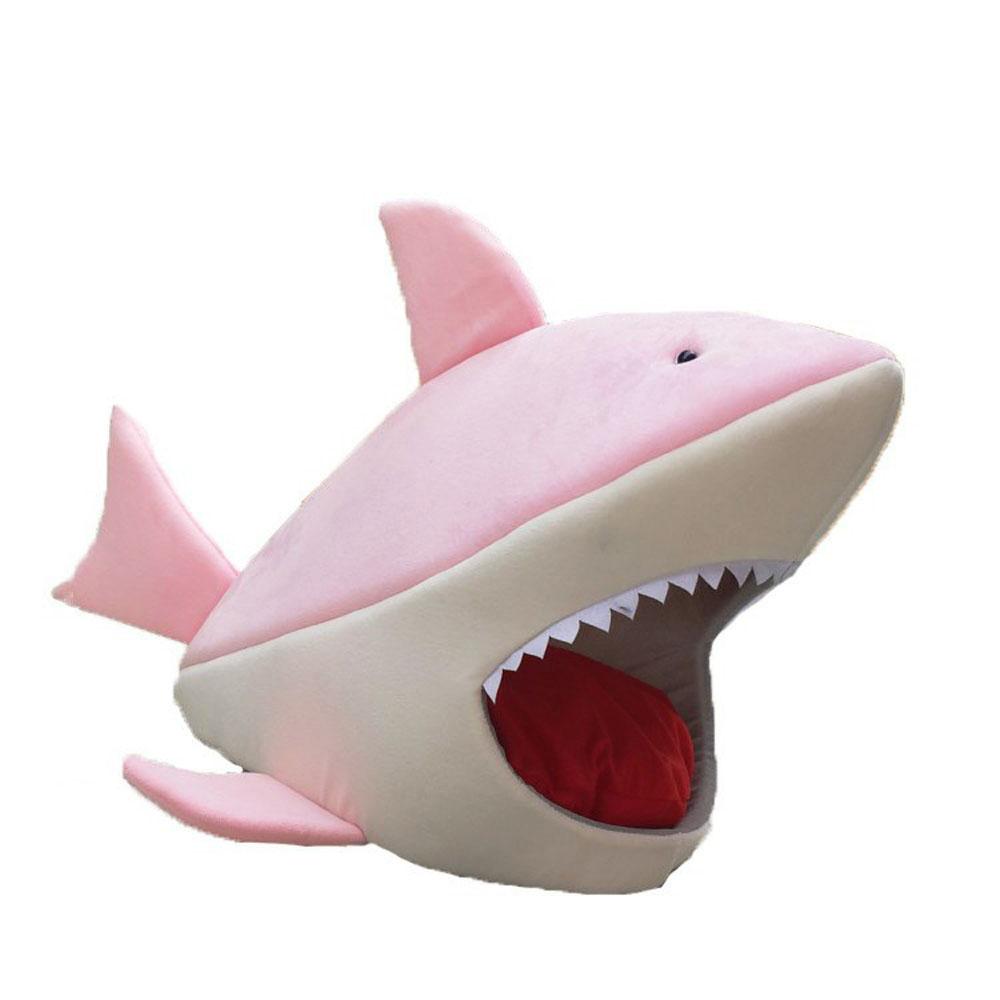 Bed Cave For Pet Dogs Cats Shark Shape With Removable Cushion Waterproof Bottom