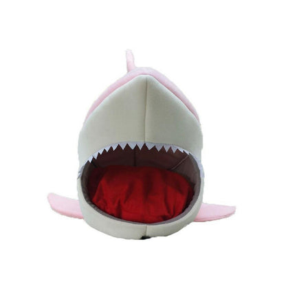 Bed Cave For Pet Dogs Cats Shark Shape With Removable Cushion Waterproof Bottom