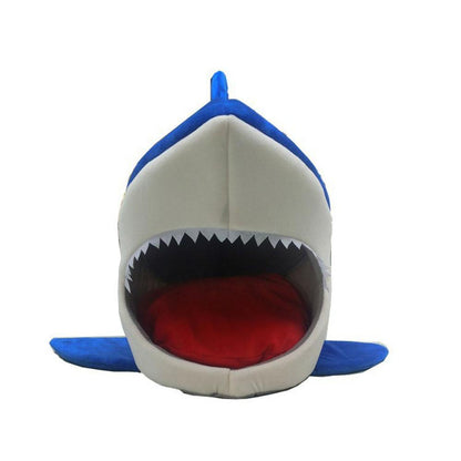 Bed Cave For Pet Dogs Cats Shark Shape With Removable Cushion Waterproof Bottom