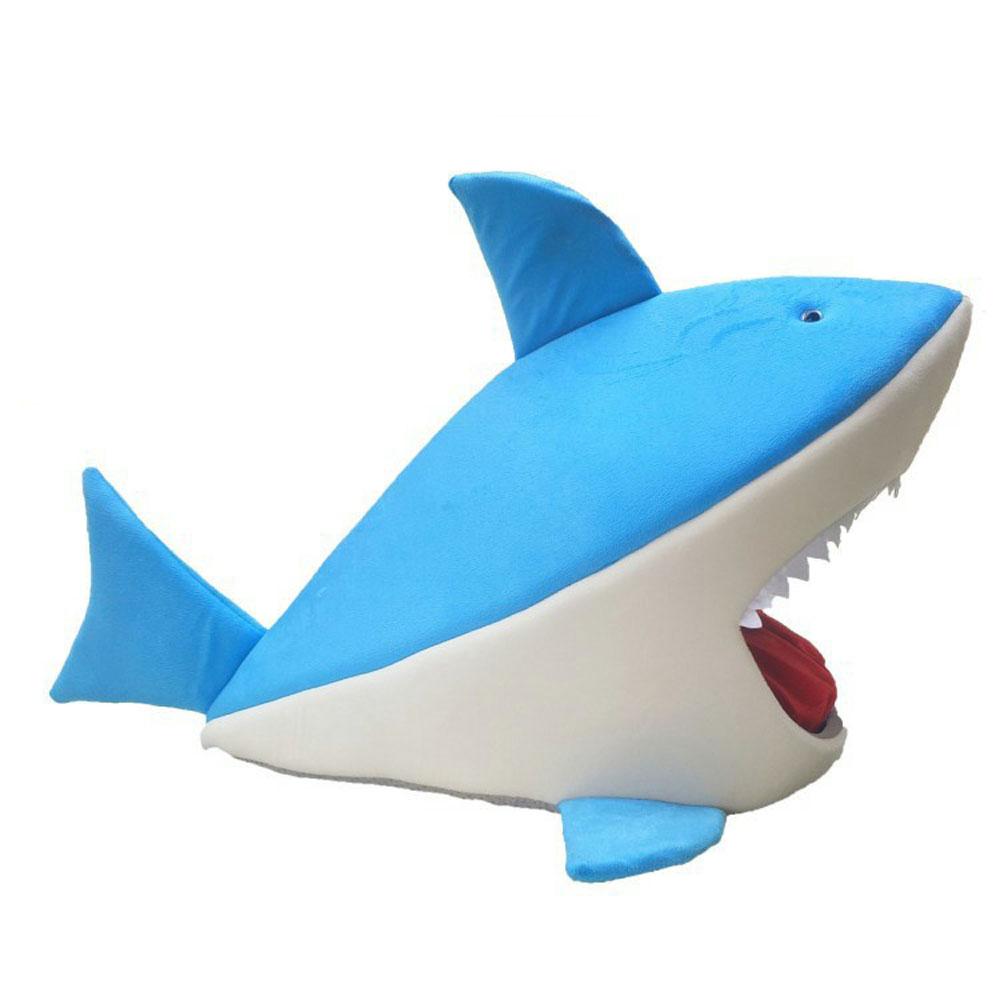 Bed Cave For Pet Dogs Cats Shark Shape With Removable Cushion Waterproof Bottom