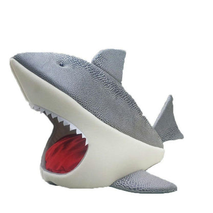 Bed Cave For Pet Dogs Cats Shark Shape With Removable Cushion Waterproof Bottom